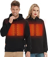 Sudadera calefactable USB con capucha y cremallera, estilo gótico