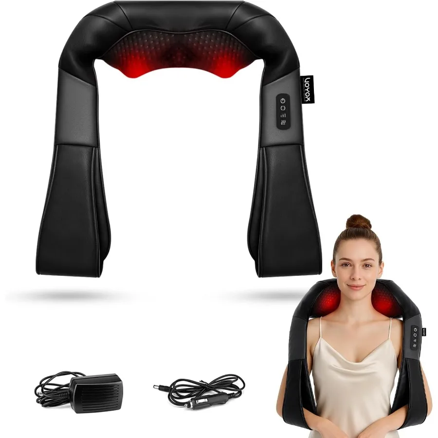 

Electric Shiatsu Neck and Back Massager with Heat for Deep Tissue 4D Kneading Massage Ideal for Shoulder Back Neck and Full Bod