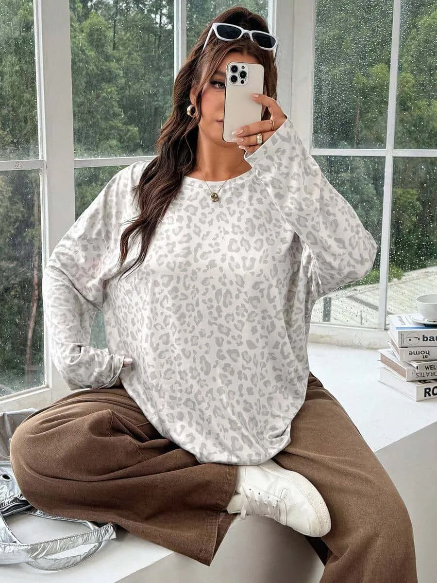 Retro-Klassisches Damen-Langarm-T-Shirt mit Leopardenmuster und 3D-Druck, Outdoor-Freizeitmode im Street-Style, Y2K-Stil – Detail 5