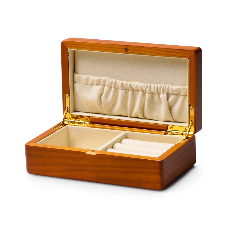 Oirlv Schmuck-Organizer, Massivholz-Aufbewahrungsbox aus Holz mit oberen unteren Schichten, Holzring, Ohrringe, Schmuck-Aufbewahrungsbox, Organizer