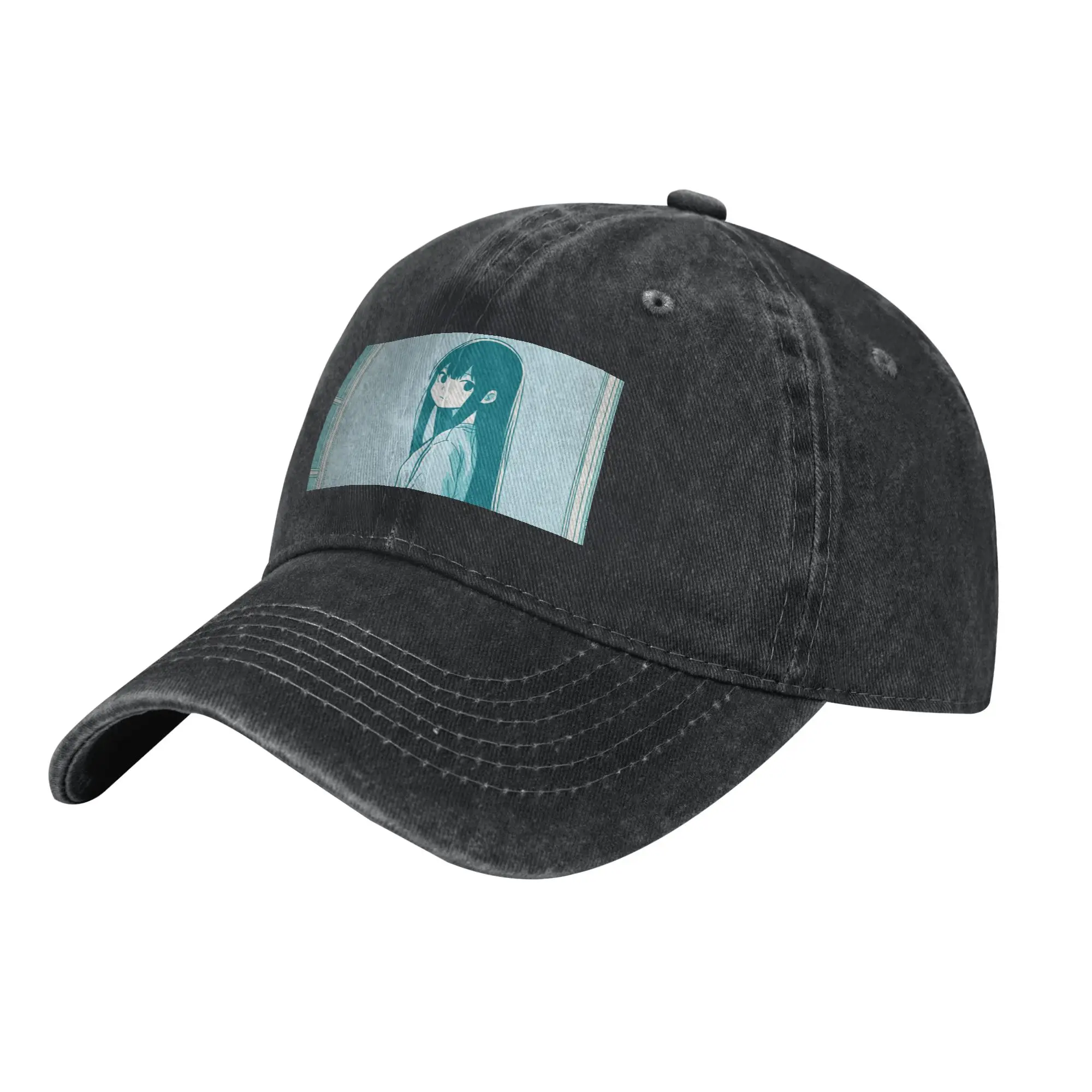 Fashion Retro Anime Girl by the Window   Nostalgic Bedroom Scene baseball cap  Unisex Denim Hat Hat Men