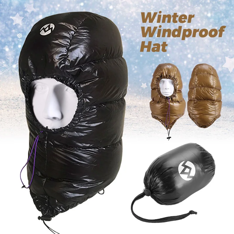 Winter Down Hat Windproof For Sleeping Bag Outdoor Hunting Trapper Hat Unisex Hiking Caps Hat Sleeping Bag Accessries