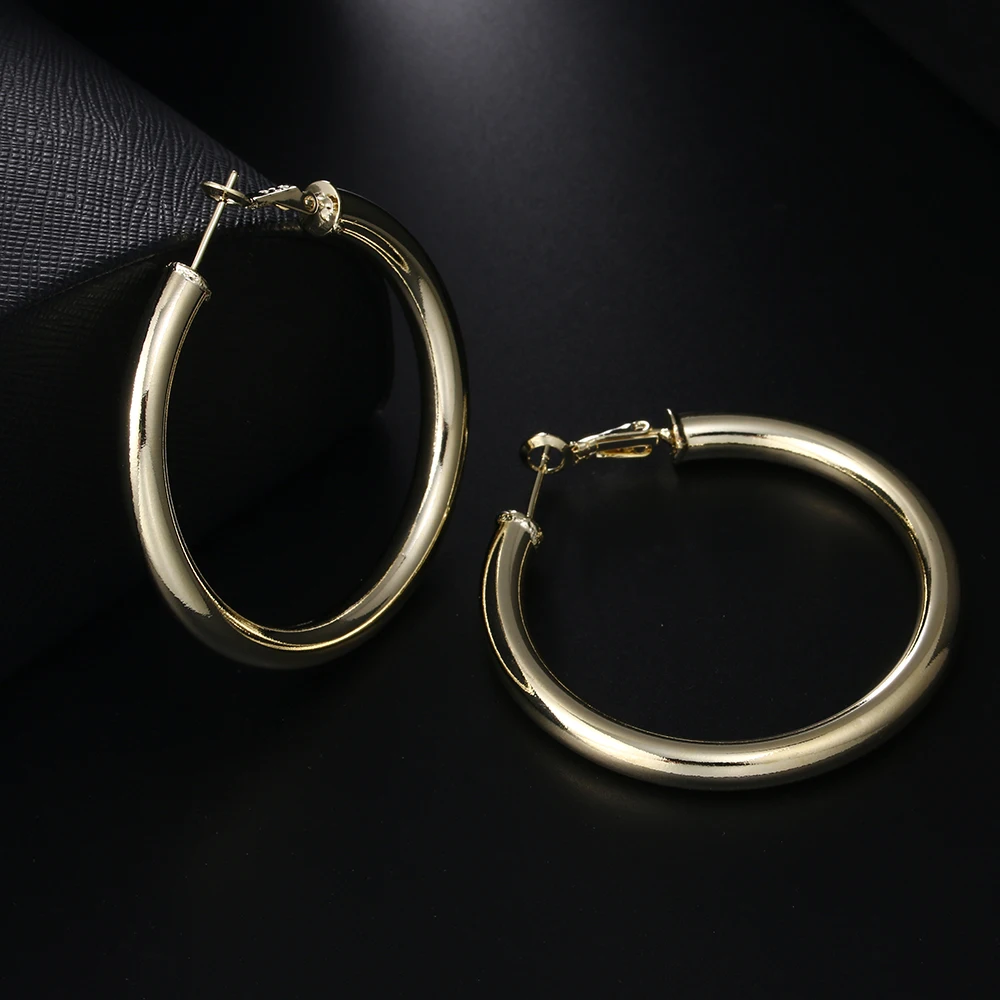 18K gold fashion Jewelry 925 Sterling Silver 5MM hoop Earrings for Woman Beautiful 5CM Big circle earrings holiday gifts