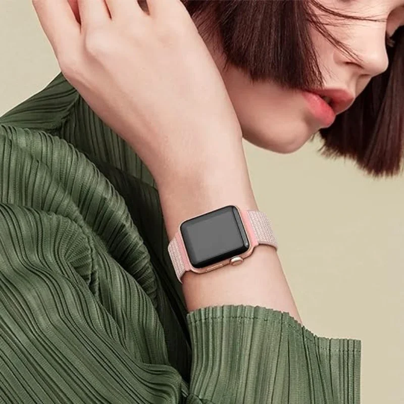 Нейлоновый ремешок с петлей для Apple Watch Band 10 9 8 7 46 мм 45 мм 42 мм 41 мм Ultra 2 49 мм Плетеный браслет iWatch 6 5 4 SE 44 мм 40 мм Ремень