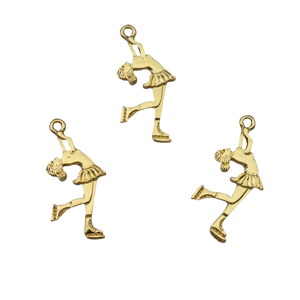 Metal Skating Girl Charm Figure Skating Jewelry Pendant Skate Accessory for Skater Girl