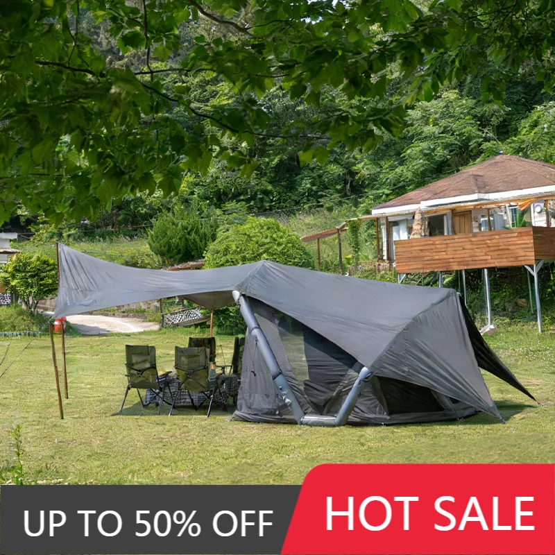 Luxury Unique Family Inflatable Canvas Tent Coody Havena Gray Air Tent For Outdoor Camping Glamping