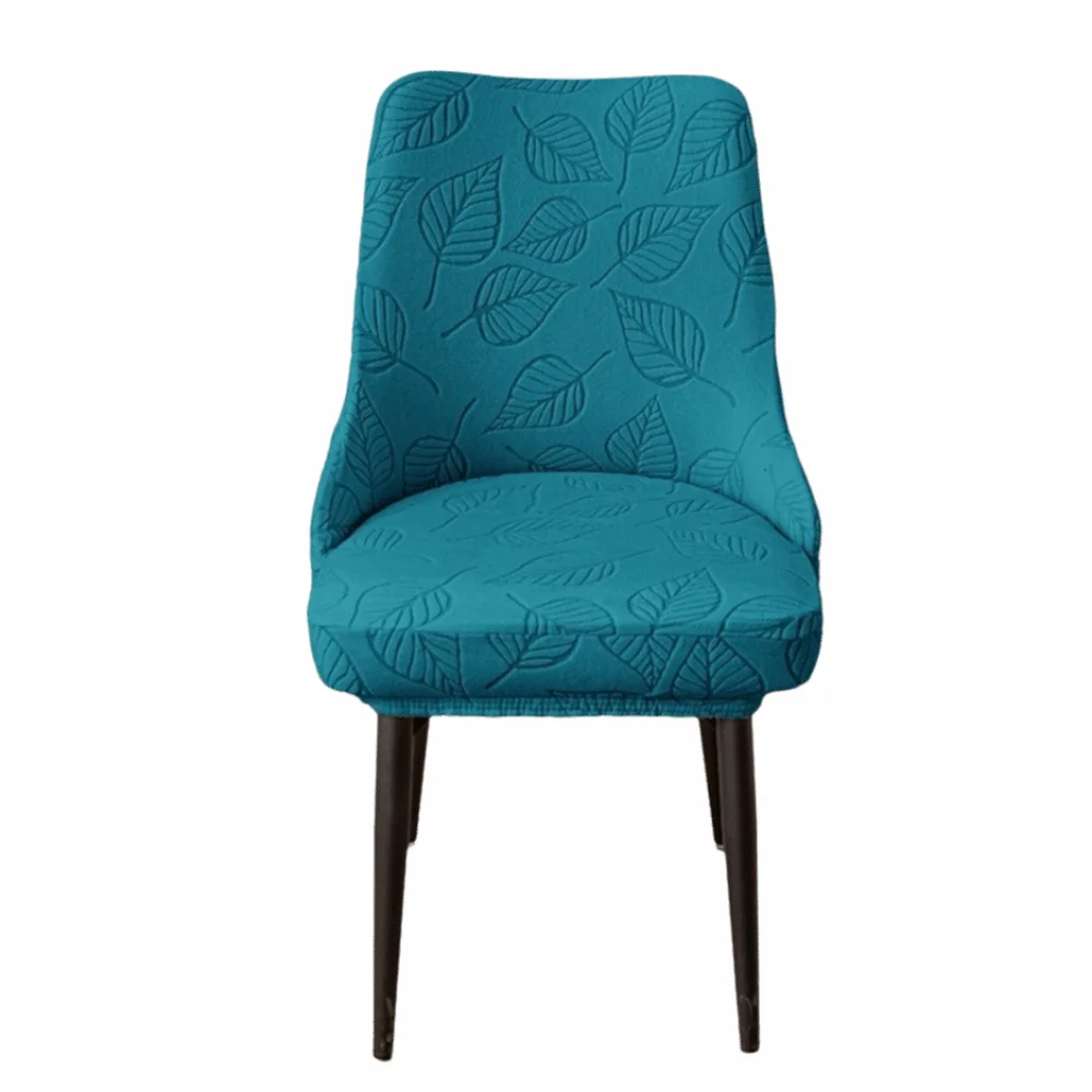 

Modern Leaf Pattern Curved Chair Cover Soft Elastic Band Dining Chair Cover Stretchable Thickened Seat Protectors Home Decor