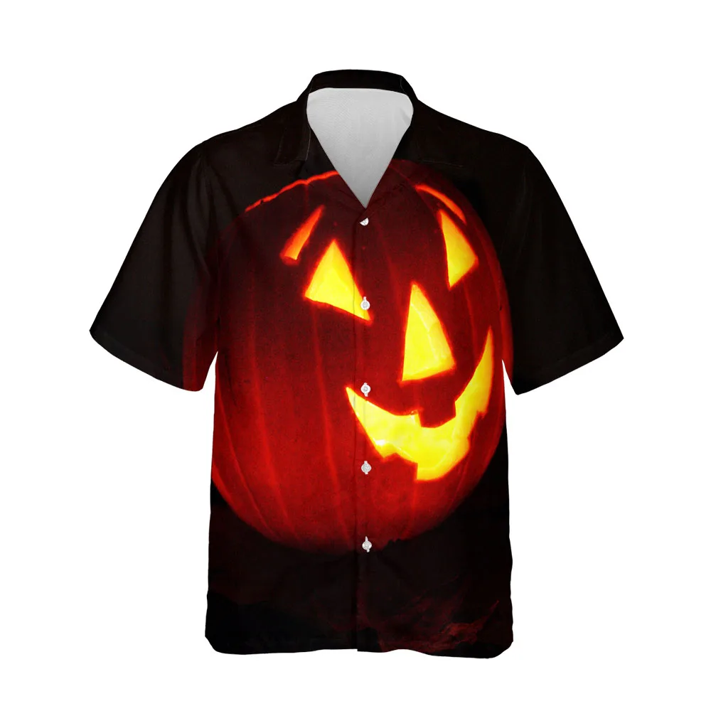 

Jumeast 3D Halloween Festival Clothing Blouses Casual Fashion Mens Hawaiian Shirt Short Sleeve Streetwear Comfortable Men Shirt