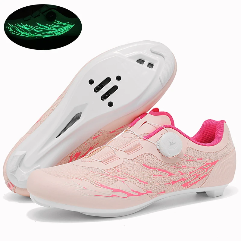 

Men Road Cycling Shoes Fluorescent Effect Breathable Self-Locking Cleat Non-slip Women Bicycle Shoes Spd Cleats Racing Sneaker