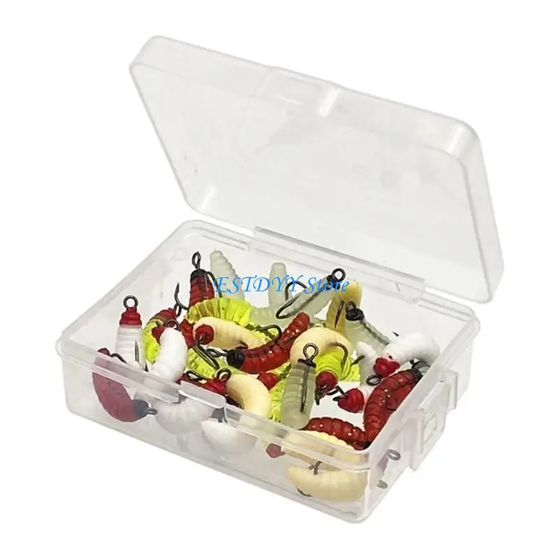 

G6DE 30Pcs Soft Maggot Baits Bread Worms Artificial Baits Soft Plastic Fishing Lures