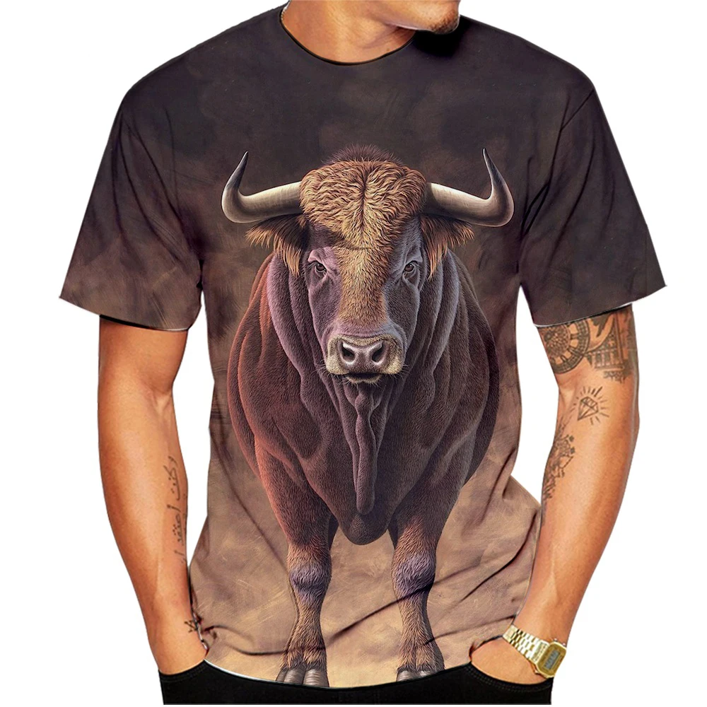 Animal Series Fun Cow 3d Print Summer Men's O-Neck T-shirts Casual Short Sleeve Oversized Pullover Fashion Tee Tops Men Clothing