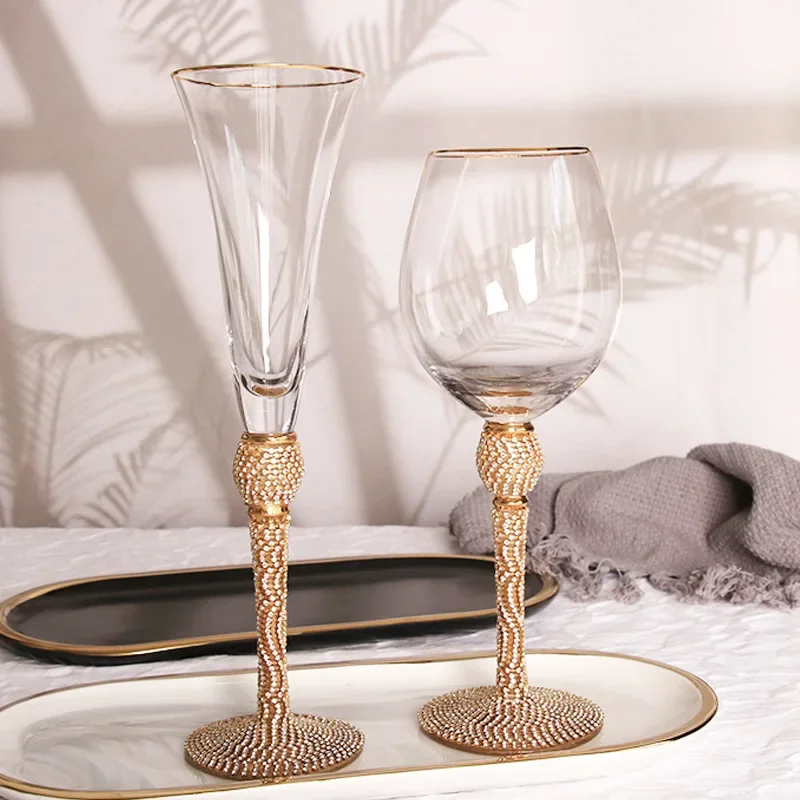 

European luxury artificial diamond high-value champagne glass Phnom Penh crystal grape glass red wine glass exhibition hall