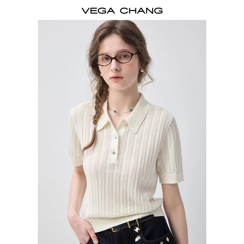 

Vega Chang Yuanqi Polo Wool Short-Sleeved Women's 2026 Summer Age-Reducing College Style Outfit
