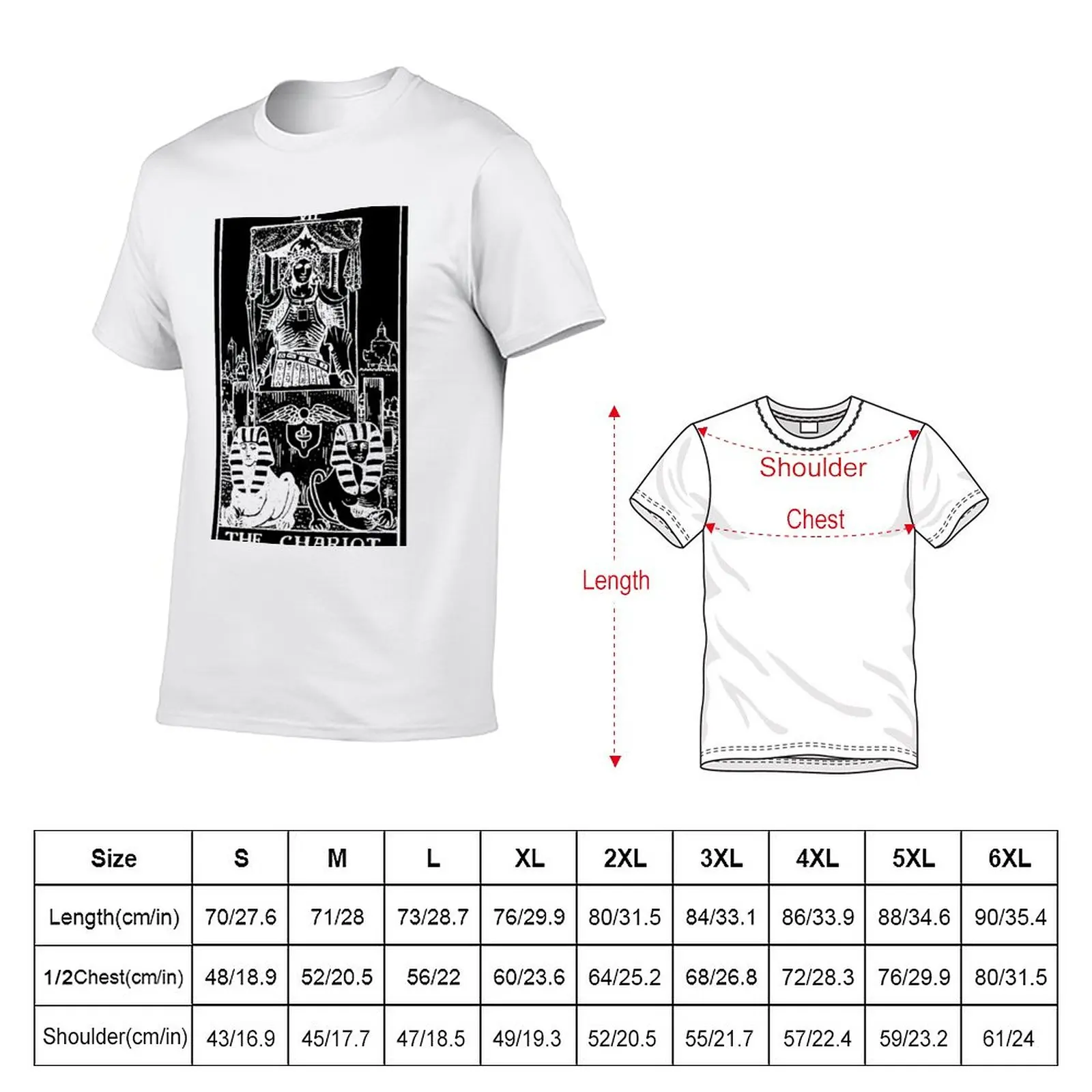 New VII. The Chariot Tarot Card | Obsidian and Pearl T-Shirt aesthetic clothes quick drying t-shirt mens white t shirts