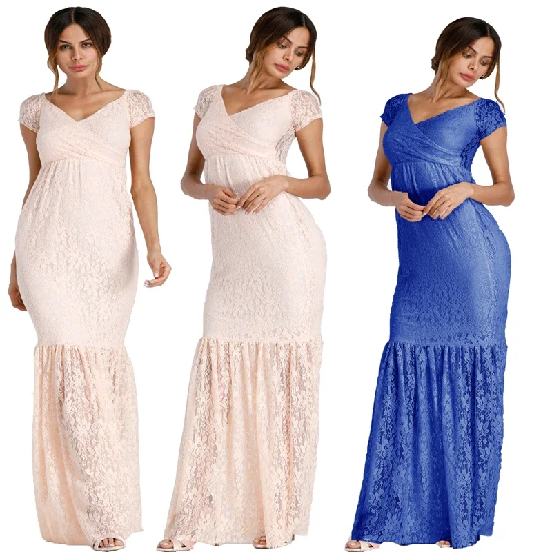 Maternity\'s Mermaid Maternity Dresses Photography Props Sexy Lace Maxi Gown For Photo Shoots Women Pregnancy Dress Clothes
