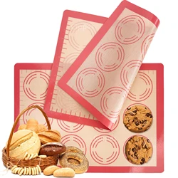 Silicone Baking Mat for Oven, Reusable Non-Stick Heat Resistant Bakeware Sheets with Measurements, for Cookie Macaron Pastry