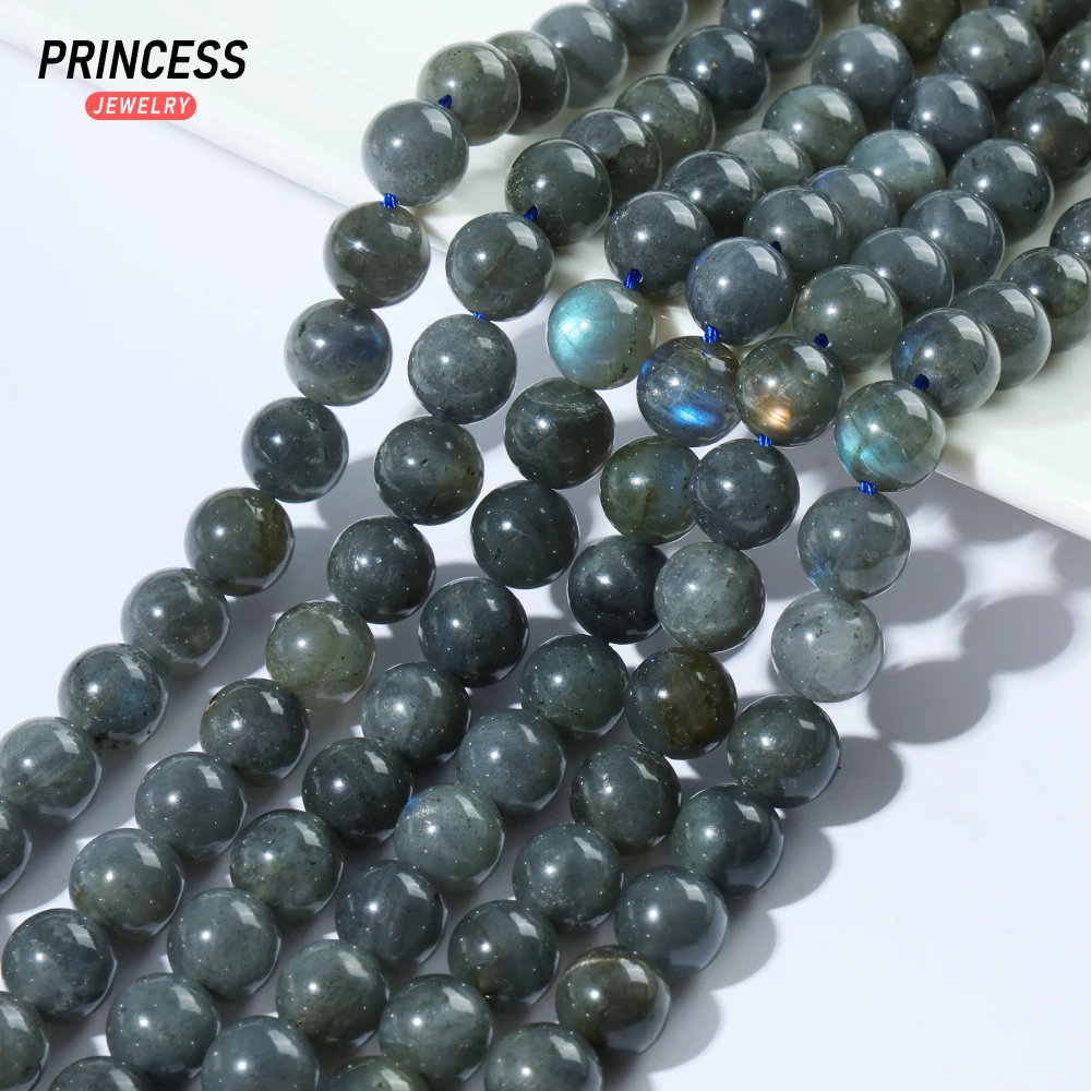 A+ Natural Black Labradorite 6 8 10mm Loose Gemstone Beads for Jewelry Making Wholesale Crystal Stone Beads DIY Accessories