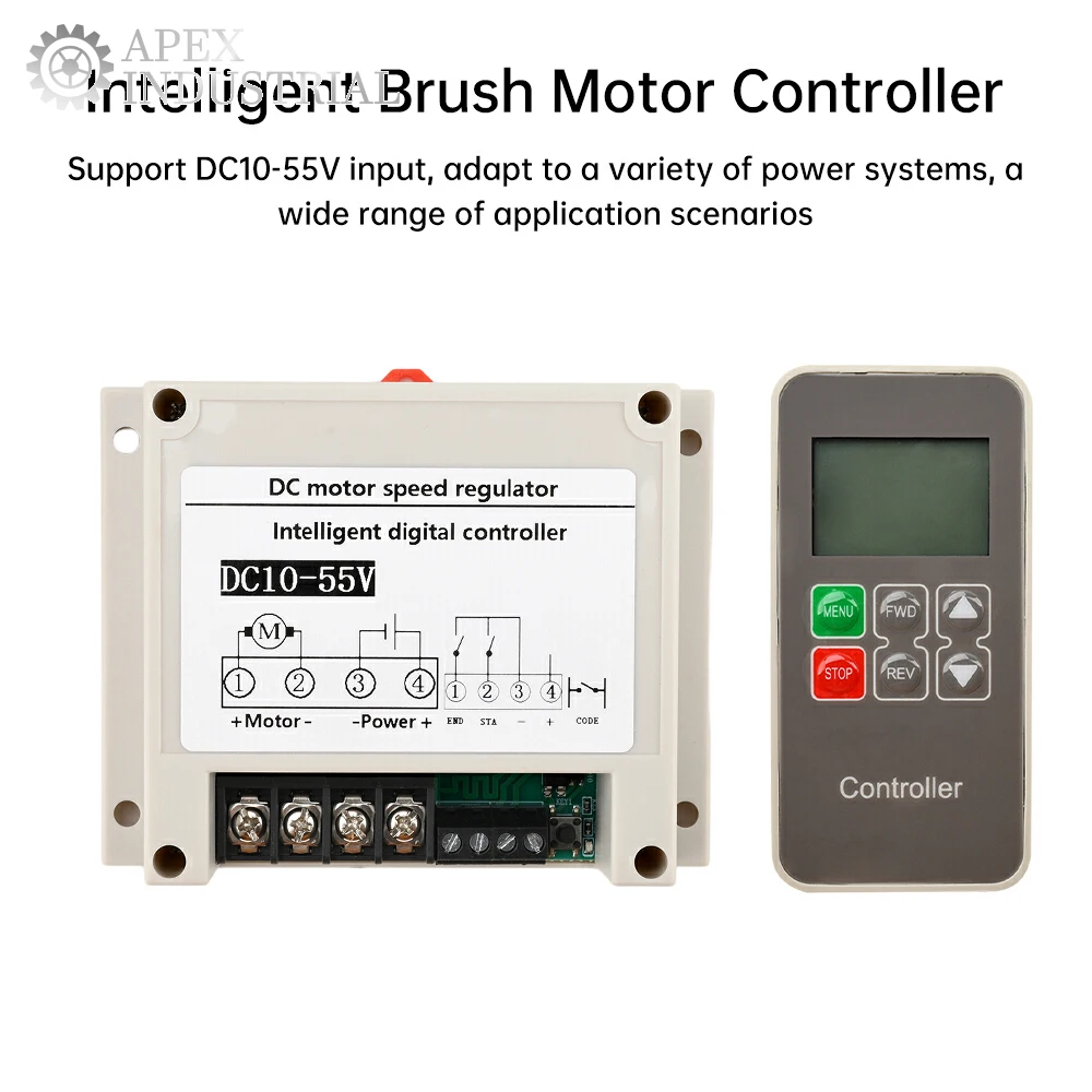 

DC10-55V 30A Интеллектуальный контроллер щеточного двигателя Привод двигателя Встроенный дисплей Пульт дистанционного управления Поддержка мониторинга напряжения и тока