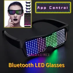 Led Party Glasses App Control Multilingual USB Charge Led Flashing Luminous Eyewear Christmas Concert Party Holiday Sunglasses