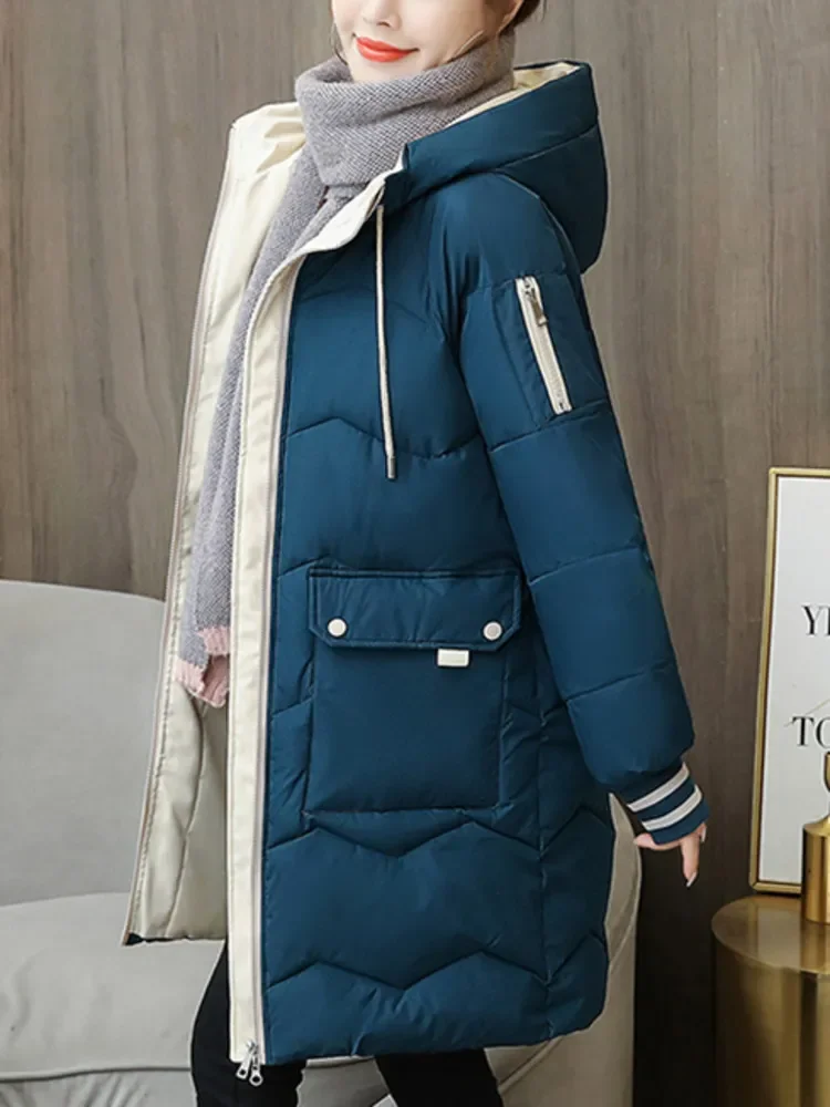 

Winter Women Jacket Coats Long Parkas Female Down Cotton Hooded Overcoat Thick Warm Jackets Windproof Casual Student Coat