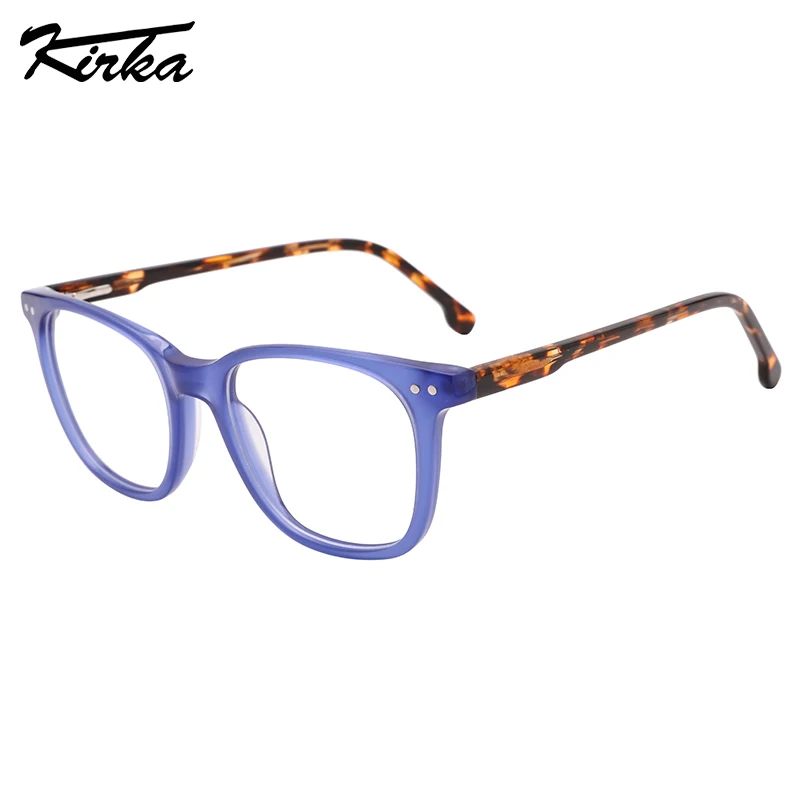 Kirka Unisex Acetate Square Single Transparent Colors Frames Prescription Lenses Marble Pattern Temples Eyeglasses WD1445