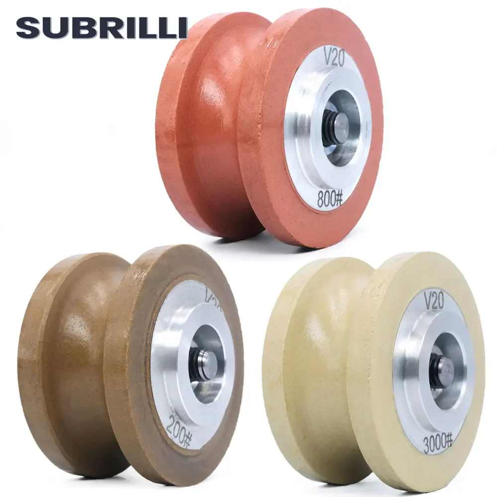 SUBRILLI V20 200# 800# 3000# Diamond Router Bit Full Bullnose M10 Cutting Portable Edge Grinding Abrasive Wheel 3pcs/set