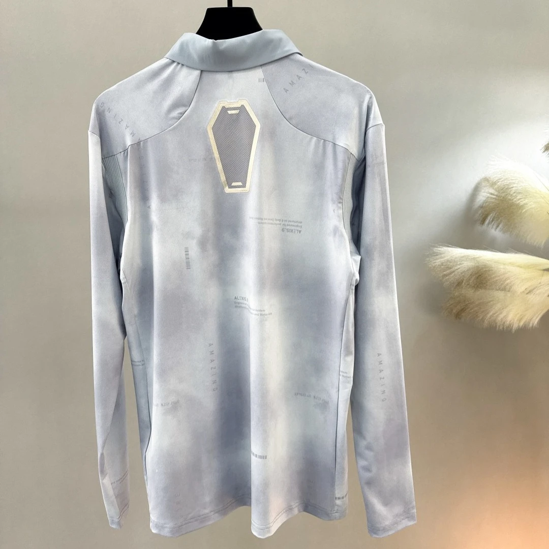 Men's Golf Long Sleeve Polo Shirt 2026 Fall New Korean Style Versatile Slimming Quick-Dry Print Breathable Stretch Polyester