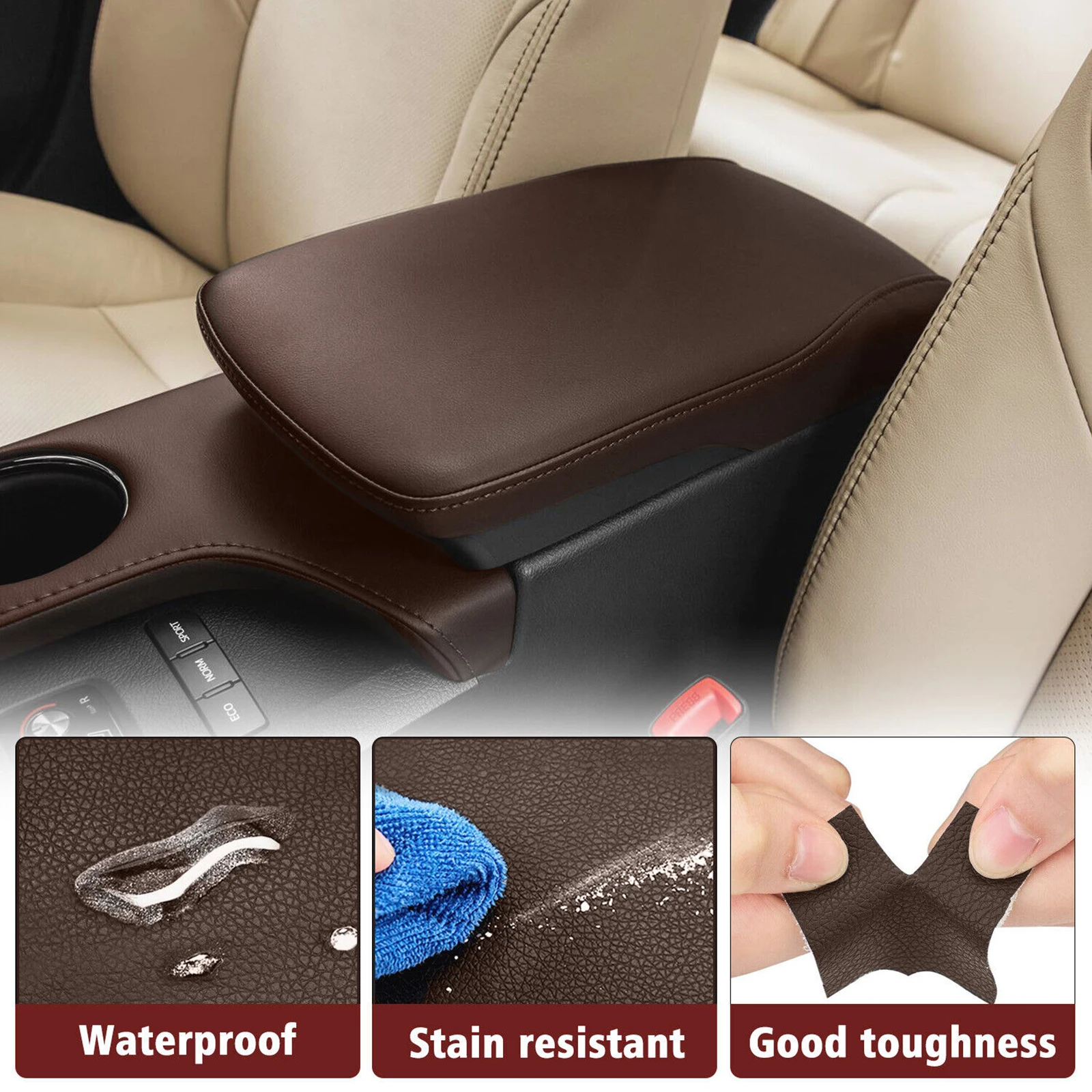 

1Pc Car Center Console Lid Armrest Cover Skin For Toyota Avalon 2013-2018 Auto Accessories Replacement Microfiber Leather Trim