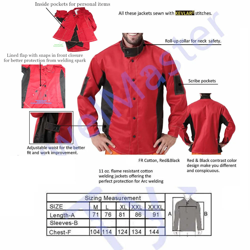 Welding Jacket Flame/Heat/Abrasion Resistant Working Cloths Flame Retardant Cotton Worker Jacket for Working Protect