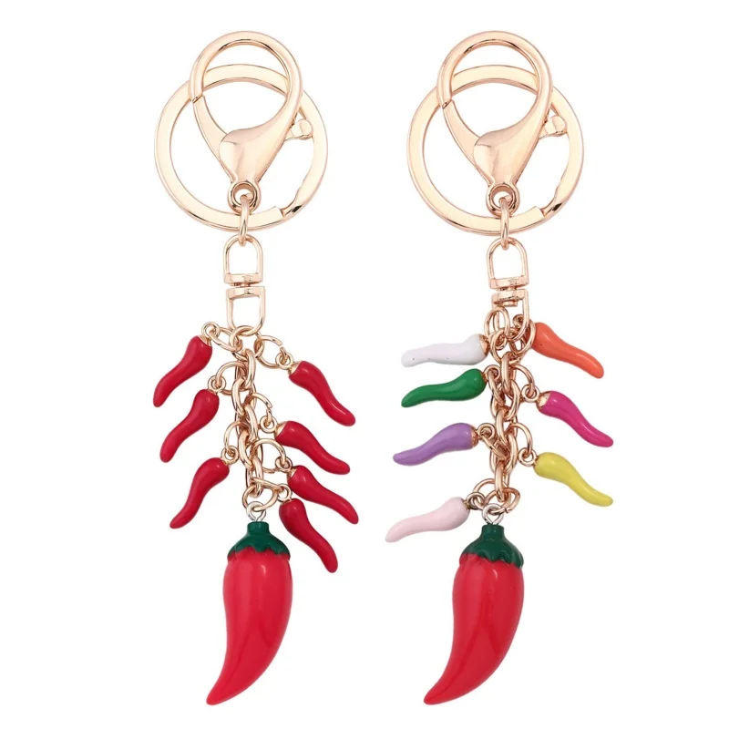 Red Pepper Keychain – Charm Bag Pendant Key & Fobs Great Chili Pepper Charm Rear View Mirror for Good Luck & Protection