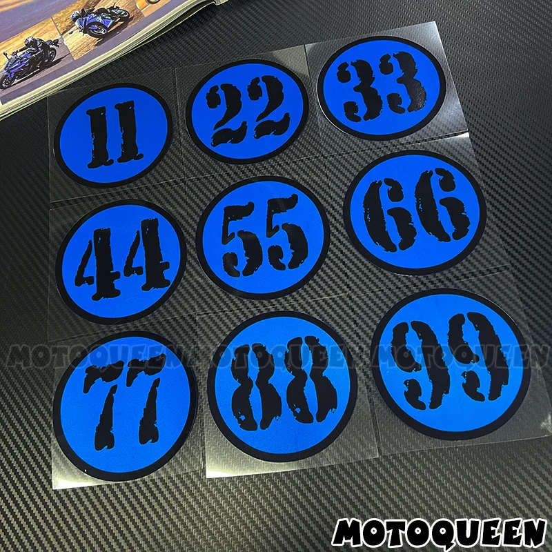 

1Pc Blue Background Graffiti Double Number 11-99 Waterproof Vinyl Racing Sticker for Motorcycle