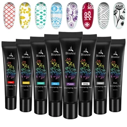 8Color Nail Stamping Gel Transfer Printing Plate Template 8ml Nails DIY Texture Decor Varnishes Hybrid Lacquer Manicure Supplies