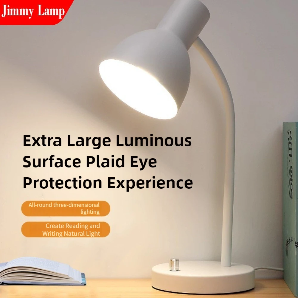 Nordic Ins Style E27 Eye Protection LED Metal Desk Lamp Study Desk Dormitorystudent Children's Desktop Office Reading Desk Lamp