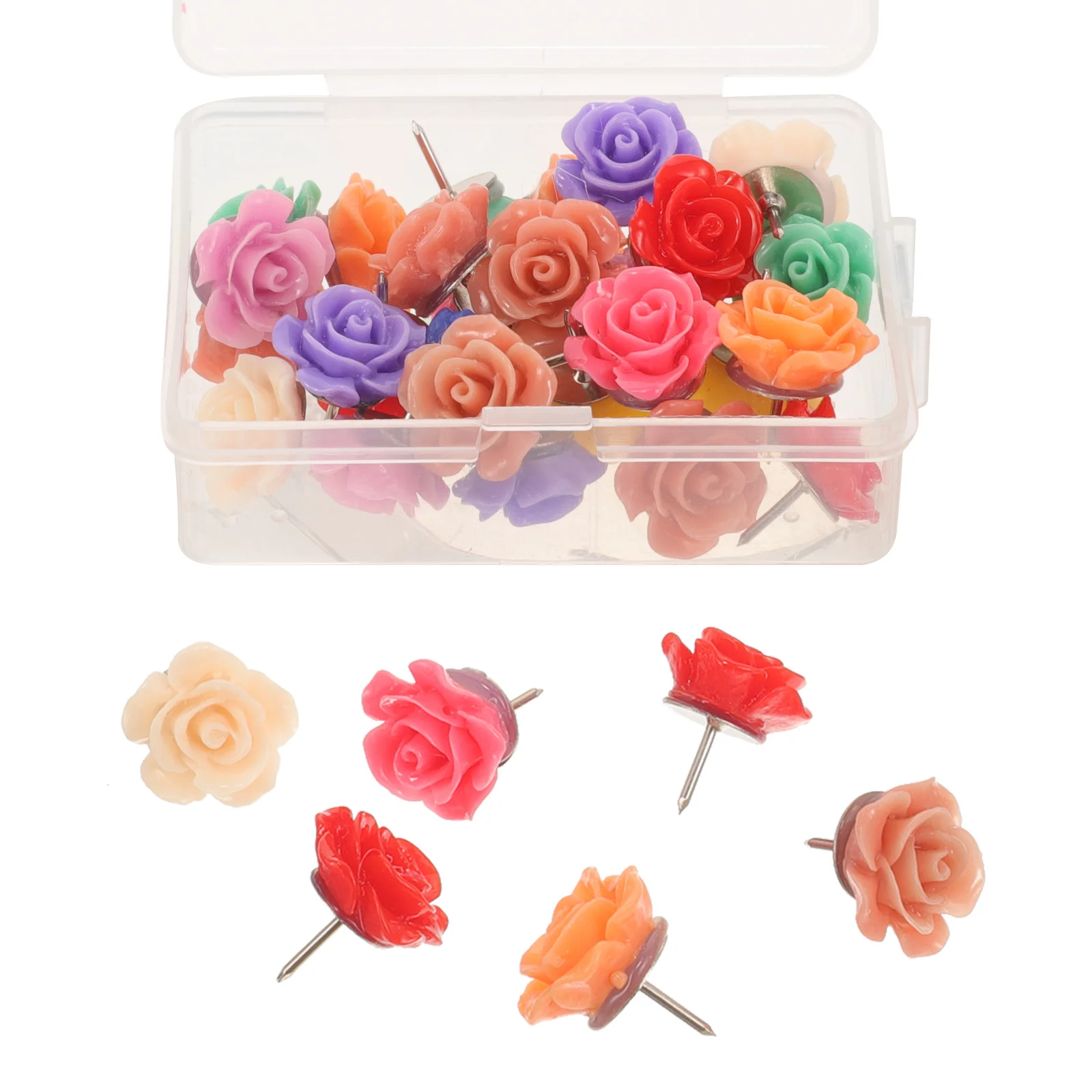 30Pcs Decorative Rose Tacks Household Flower Pushpins Multi-Function Thumbtacks Exquisite Workmanship Premium Materials