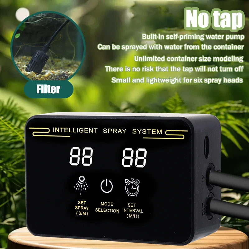 Touch Screen Reptile Timing Mist Sprayer Automatic Rainforest Terrarium Humidifier Irrigation Kit