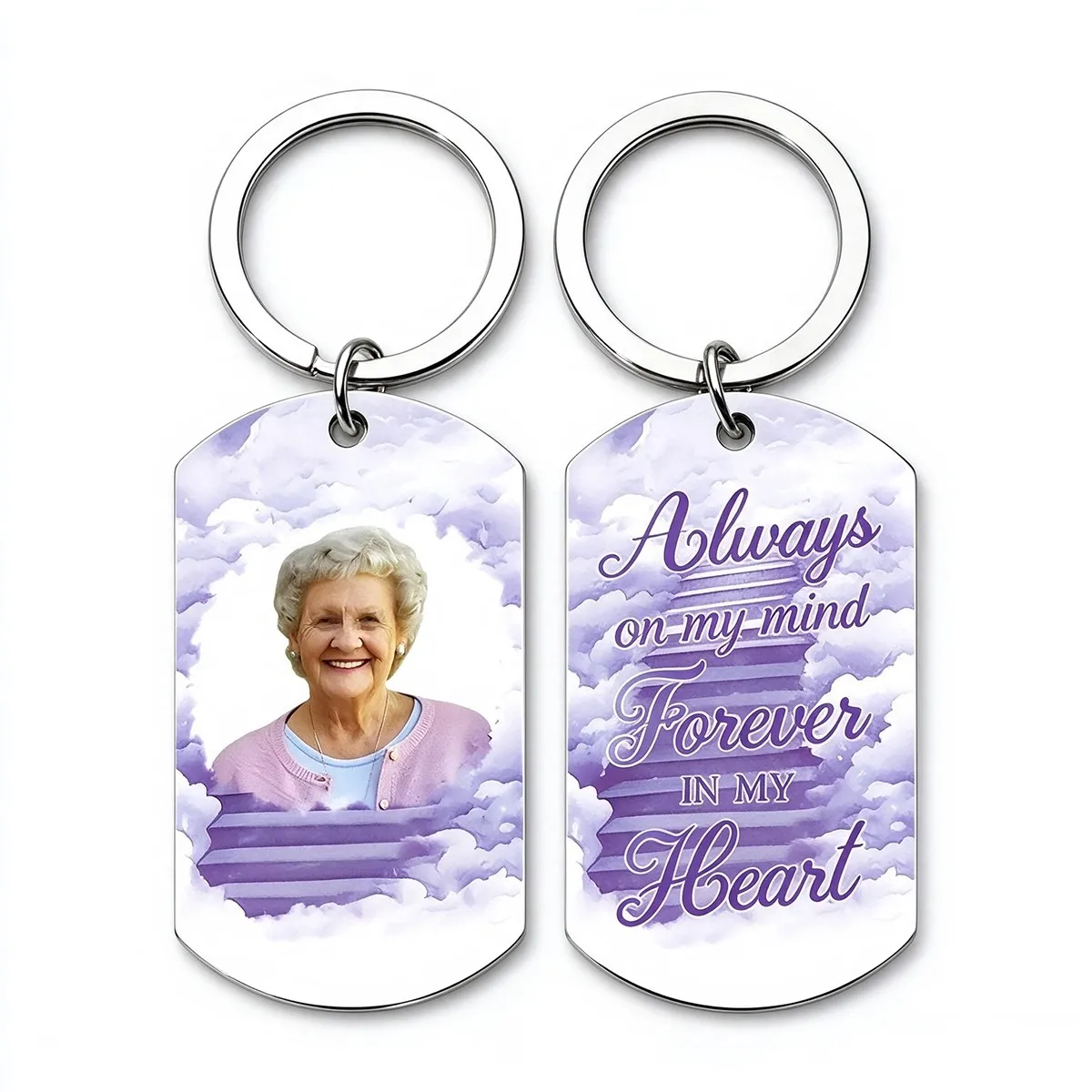 Personalized commemorative keychain with customized photos-double-sided printing, stainless steel pet tag ring-very suitable for
