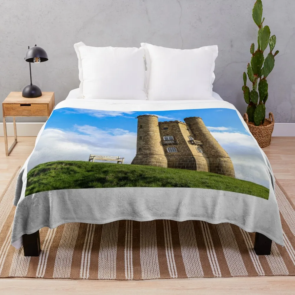 

Sunny day over Broadway Tower Cotswolds Throw Blanket manga Decorative Beds Decoratives Kid'S Blankets