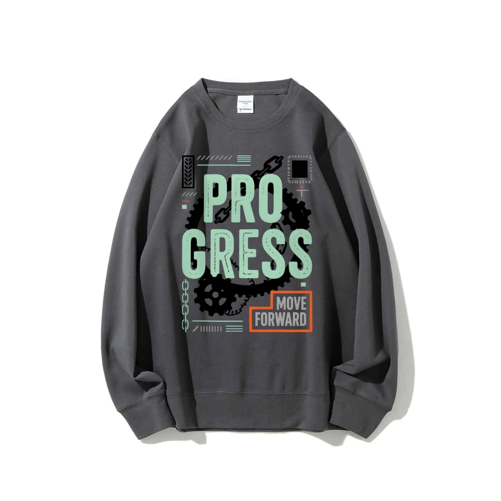 

Progress Move Forward Cool Letters Printing Casual Daily Wear Unisex Sweatshirt with Multiple Colors Versatile Stylish Pullover