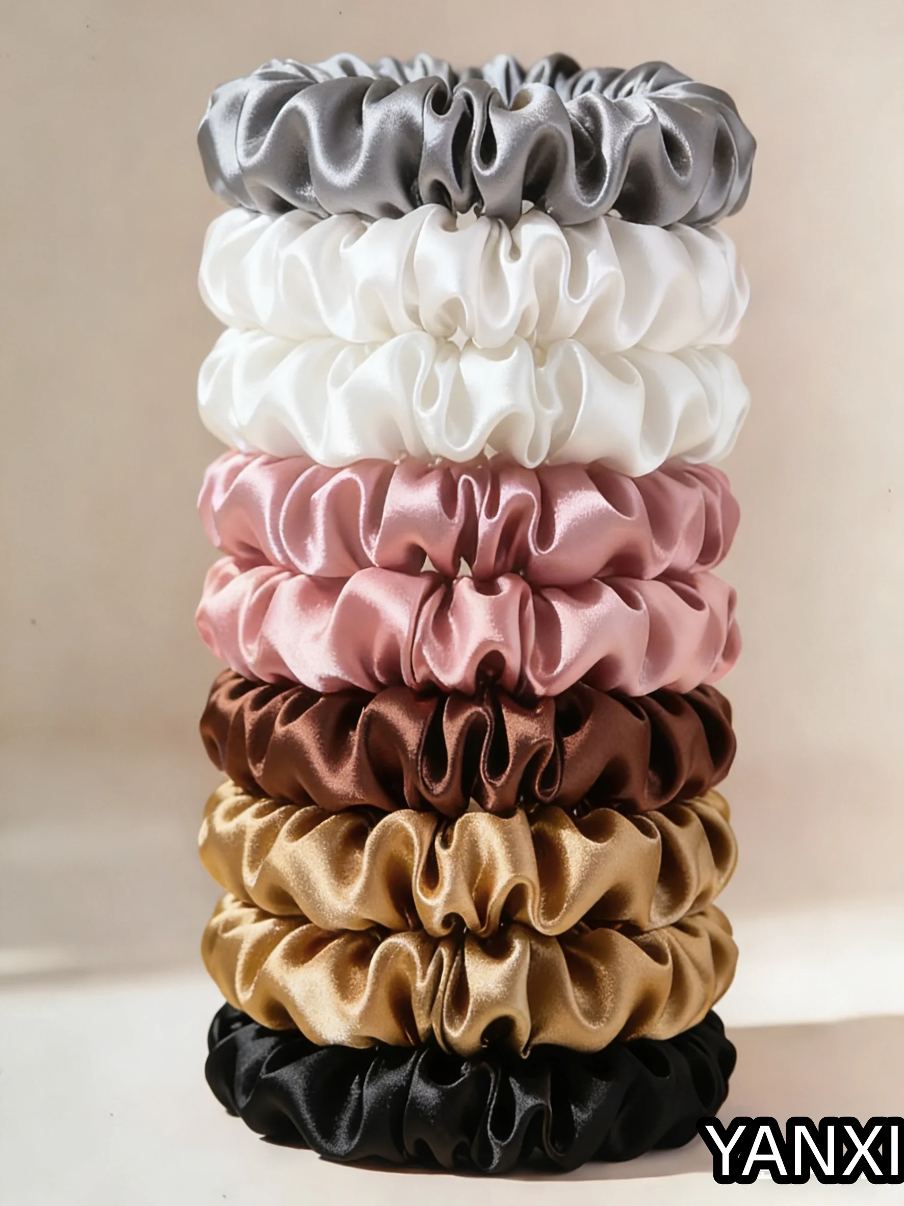 100/60/30/3/5/6Pcs Elegant Ponytail Holder Rubber Band Elastic Headwear Accessories Satin Scrunchies Women Solid Color cute
