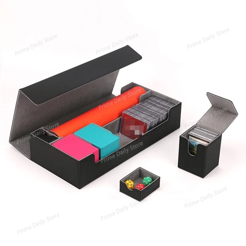 Large Capacity PU Leather Card Storage Case, Magnetic Flip Design, Multi-purpose Organizer for Anime Cards & Board Game Cards