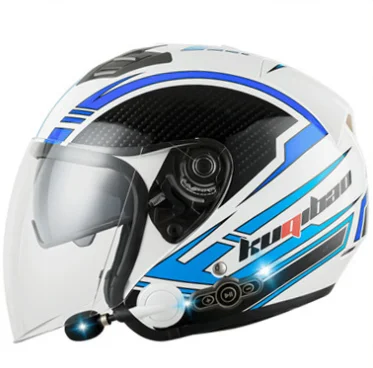 NONE DOT-zugelassener 3/4 Motorradhelm mit offenem Gesicht, integriertem Bluetooth-Headset-Kopfhörer und abnehmbarem Innenfutter 8