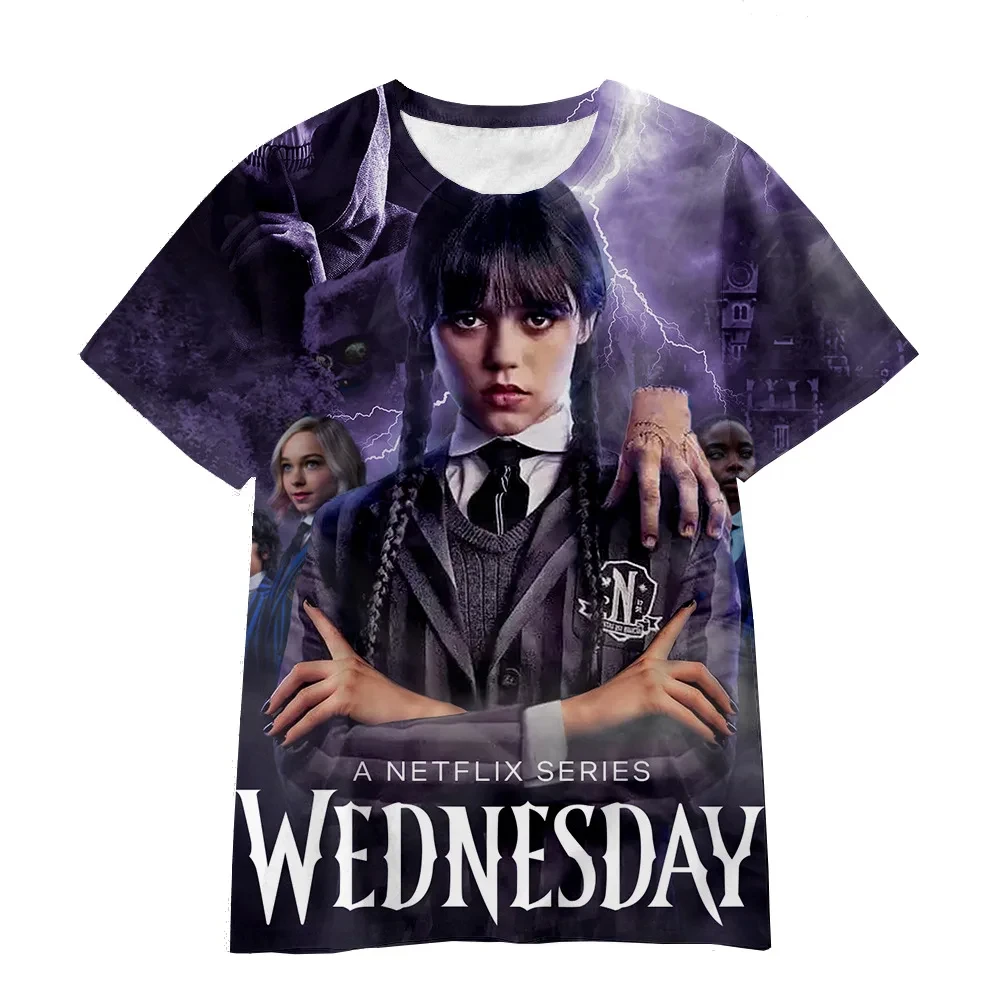 2024 New Wednesday Addams 3D Printing T-shirt Men Women and Children Summer Casual Pop New Style Clothing Tee Tops Cool Clothes