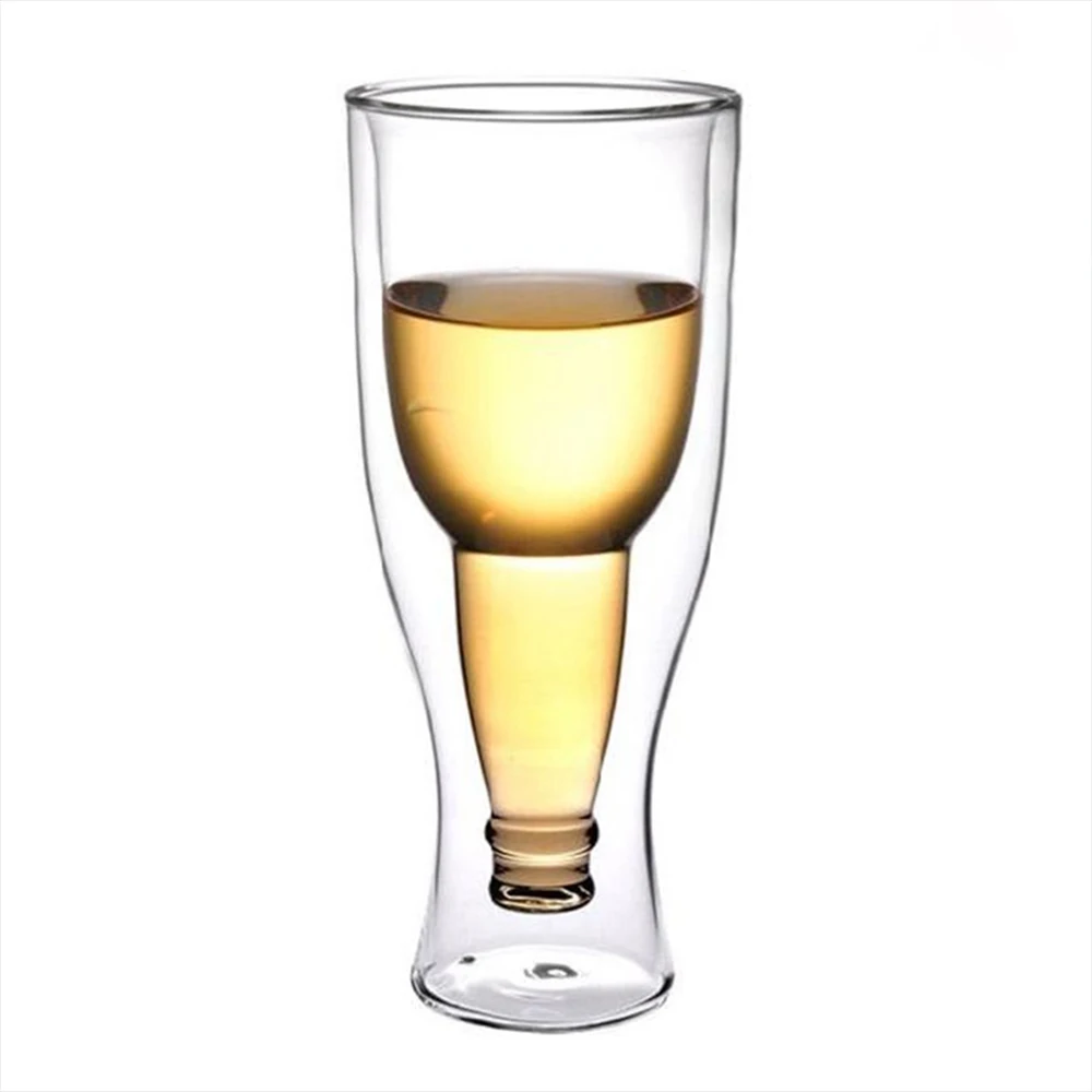 350ml Cocktail Wine Glass Mug Double Wall Mugs Beer Wine Glasses Whiskey Champagne Glass Coffee Cup Vodka Cups Bottle Style