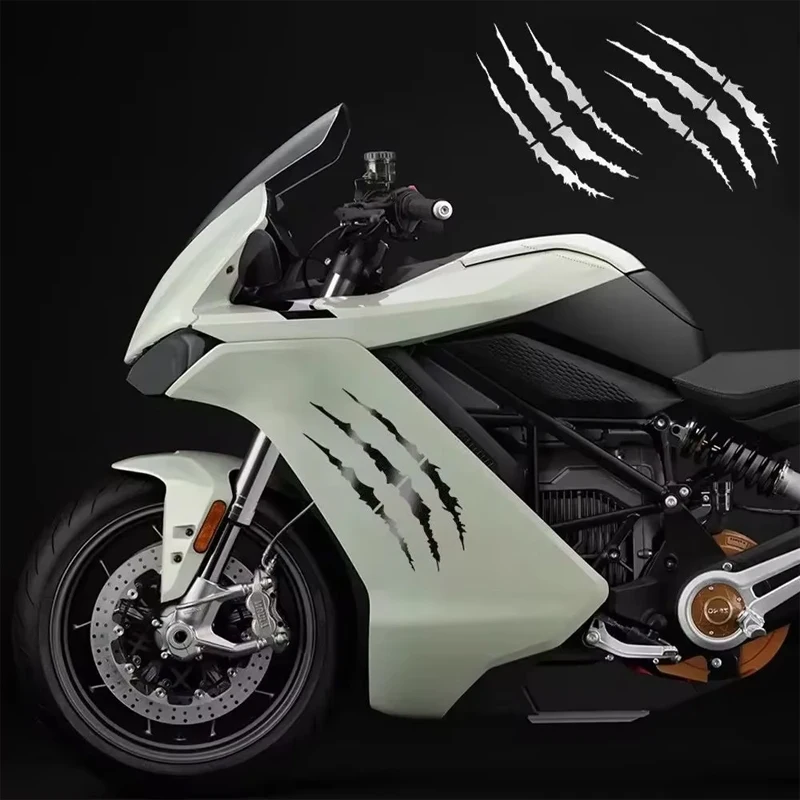 BLALION 2PCS Motorcycle Monster Claw Scratch Sticker Motocross Refit Creative Headlight Helmet Body Waterproof Decoration Decals