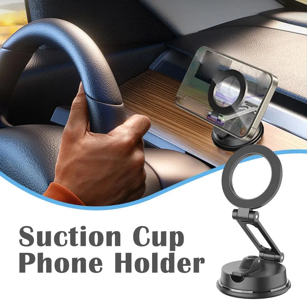 Dashboard Folding Car Mount Metal Magnetic Phone Holder For 360° Rotation Strong Magnet Car Mount For T2e3