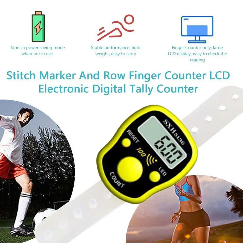 Mini Stitch Finger Counter Pedometer Rows Knitting Markers Digital Display High Light Distance Counting Tool Hands Accessories