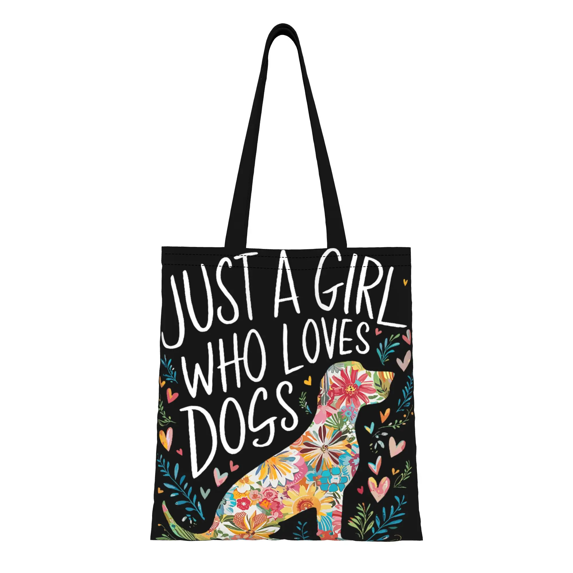 

1PC Dog Cute A Girl Who Loves Canvas Tote Bag Perfect for Shopping & Personal Use Great Gift
