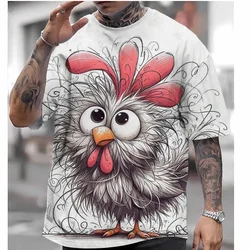 New Chicken Pattern Cute Animal Fashion T-Shirt Men's Short Sleeve Top T-Shirt Loose Plus Size Clothing Casual Street Clothing