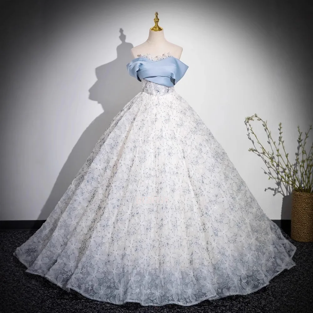 

Off-Shoulder Floral Birthday Party Dress Light Luxury Women A-Line Evening Long Dress Elegant Wedding Formal Occasion Dress