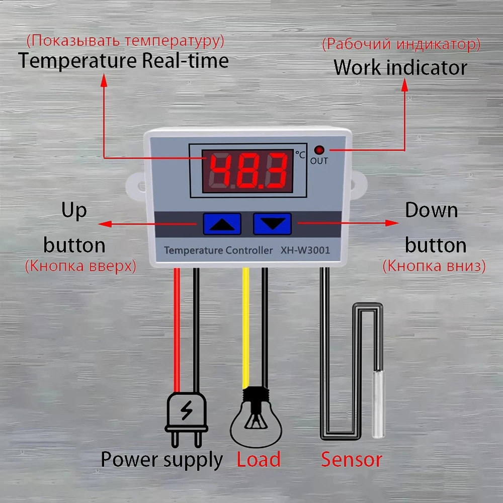 Termorregulador de controle de temperatura digital, Termostato do microcomputador, Termômetro, W3001, 12 V, 24 V, 220V, Novo